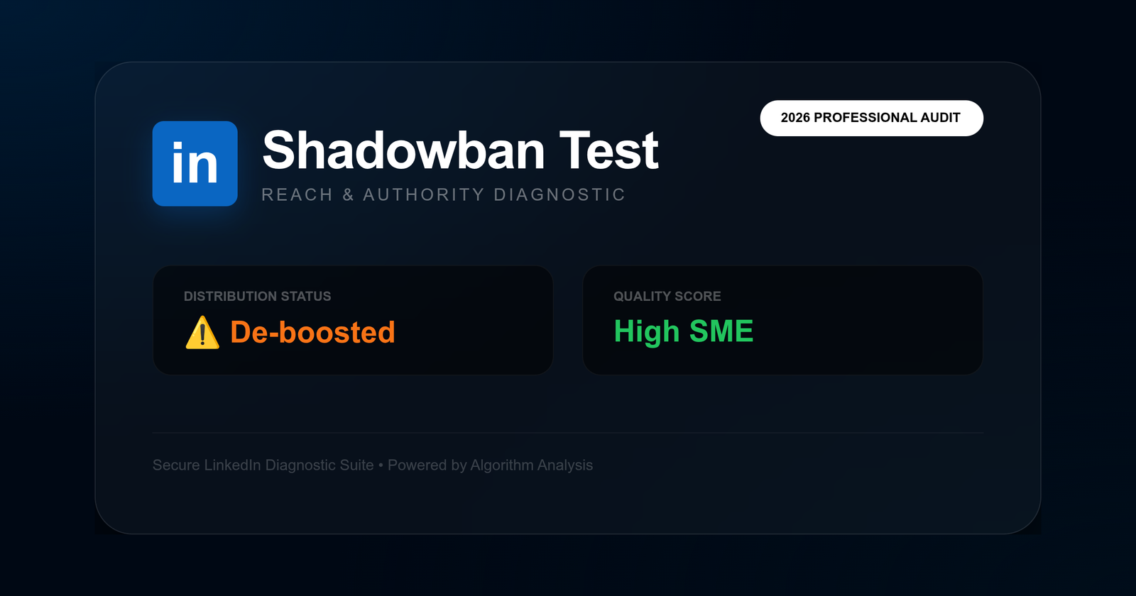 LinkedIn Shadowban Check 2026 | Test Reach & SSI De-boosting